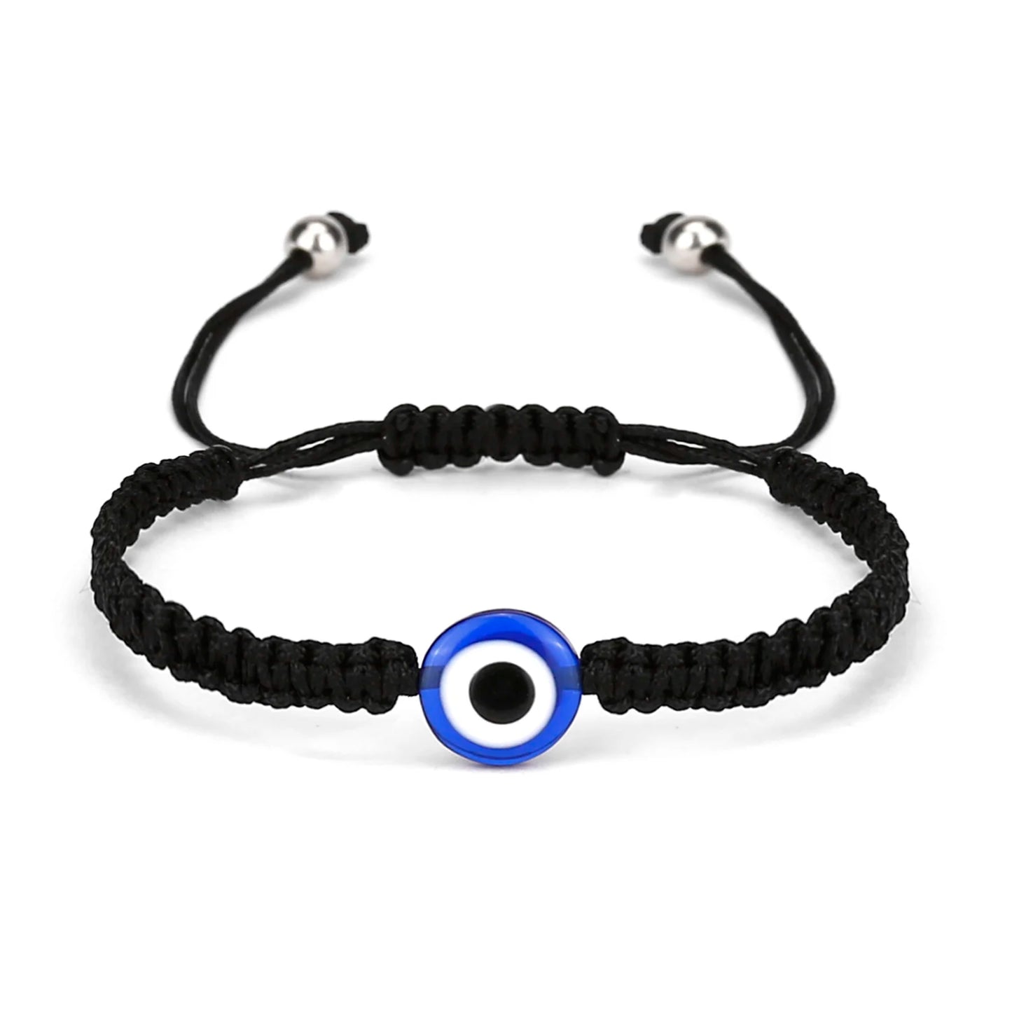 2PCS Blue Evil Eye Couple Bracelet Sets for Woman Men Charm Palm Resin Bead Rope Chain Lucky Bracelets Friendship Jewelry Gift